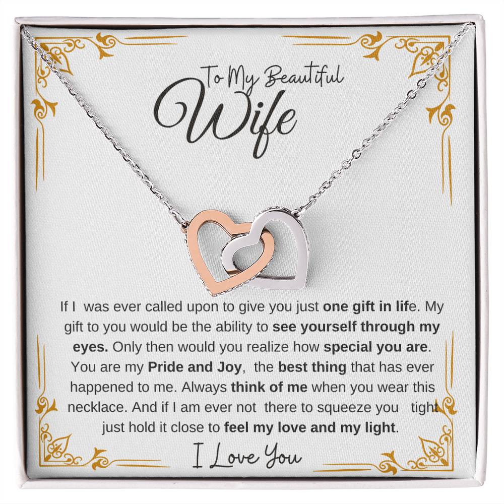 To My Beautiful Wife-My Pride and Joy | Interlocking Hearts Necklace
