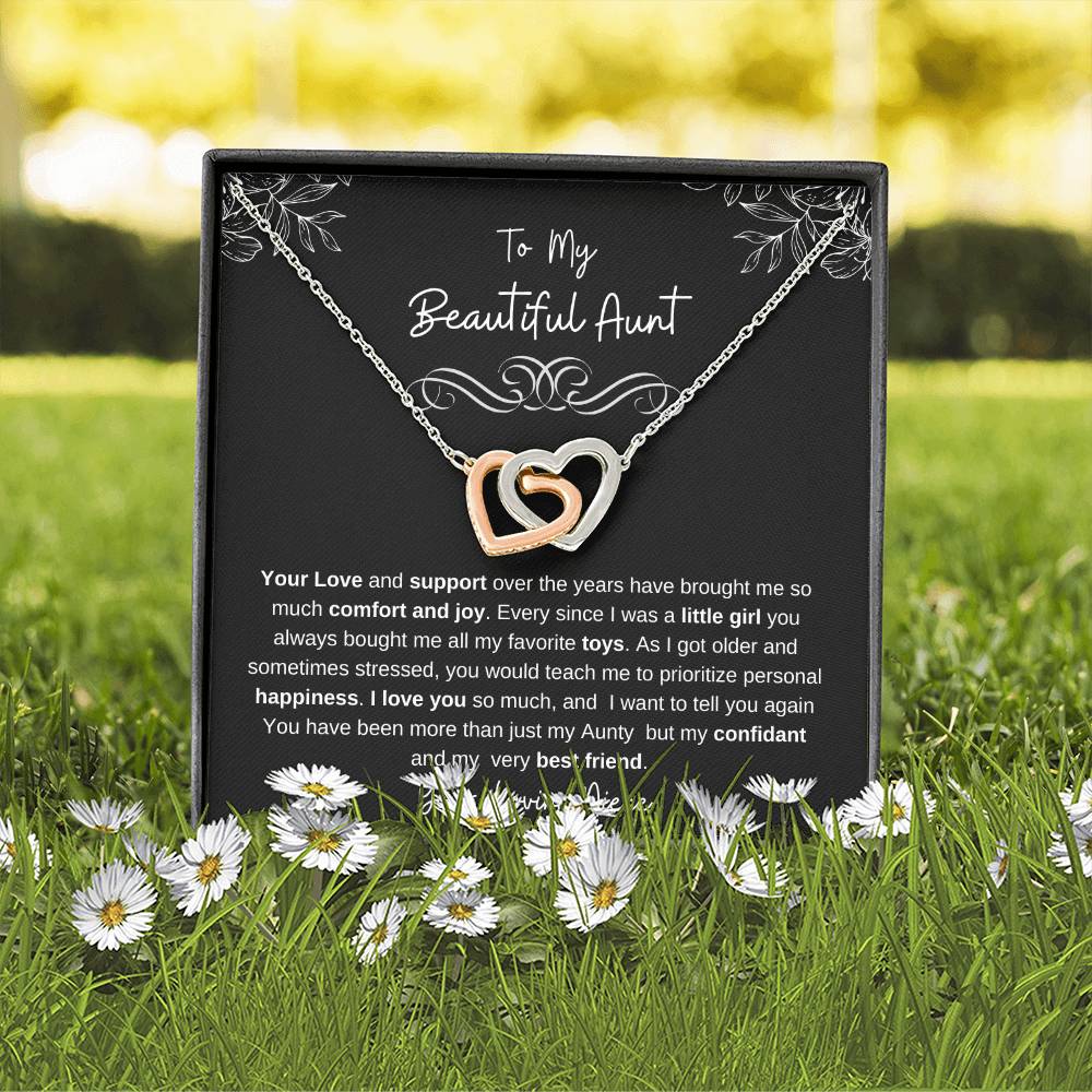 To My Beautiful Aunt-I Love You |Stunning Interlocking Hearts Necklace