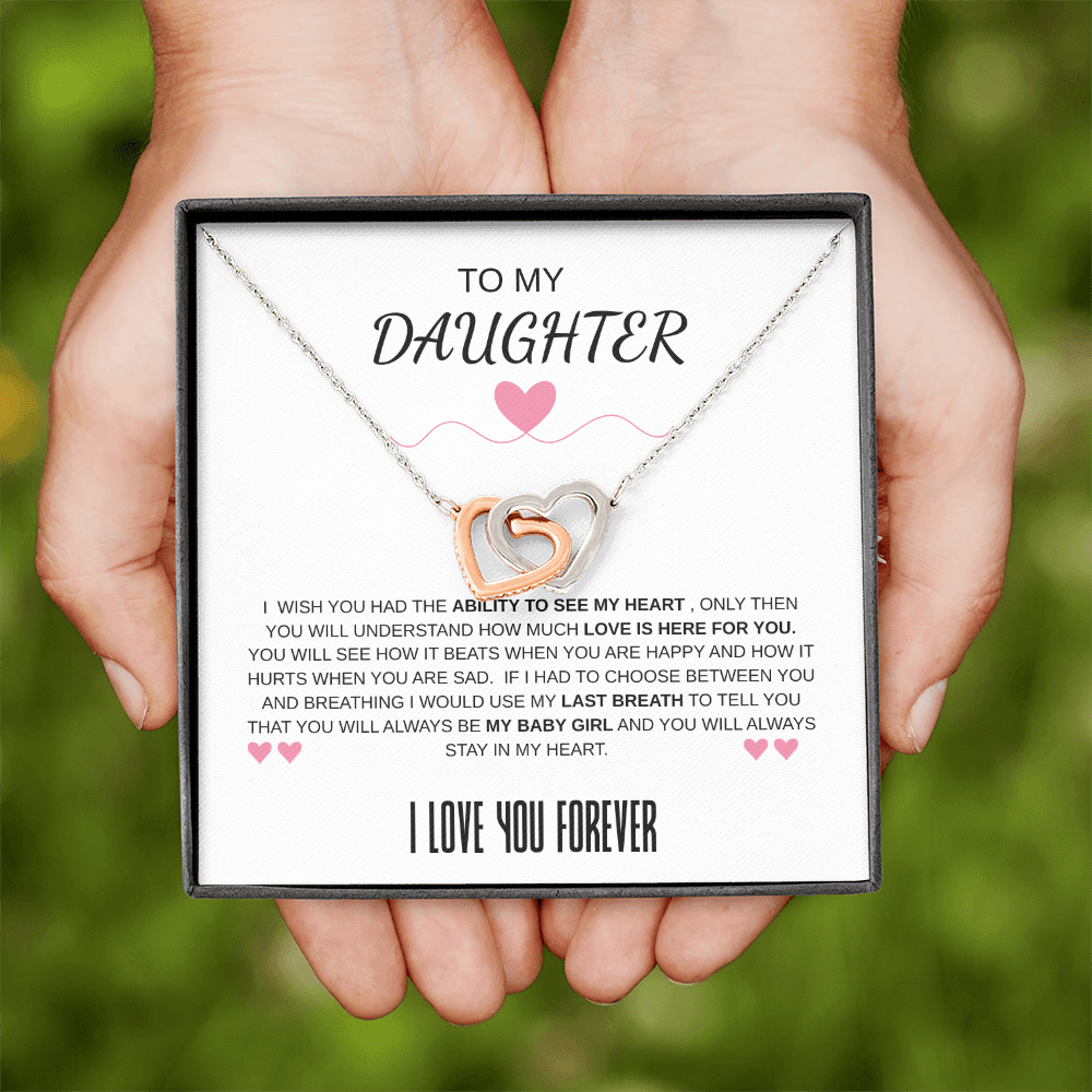 To My Daughter Forever In My Heart Interlocking Necklace