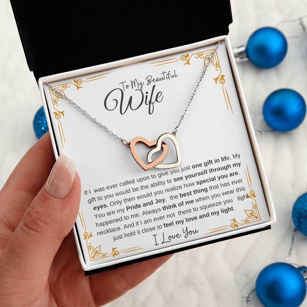 To My Beautiful Wife-My Pride and Joy | Interlocking Hearts Necklace