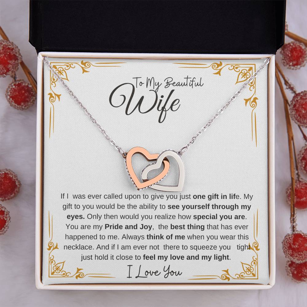 To My Beautiful Wife-My Pride and Joy | Interlocking Hearts Necklace
