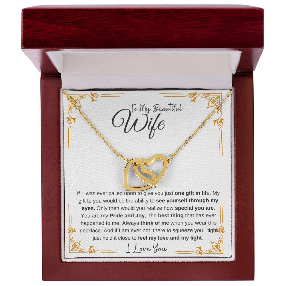To My Beautiful Wife-My Pride and Joy | Interlocking Hearts Necklace