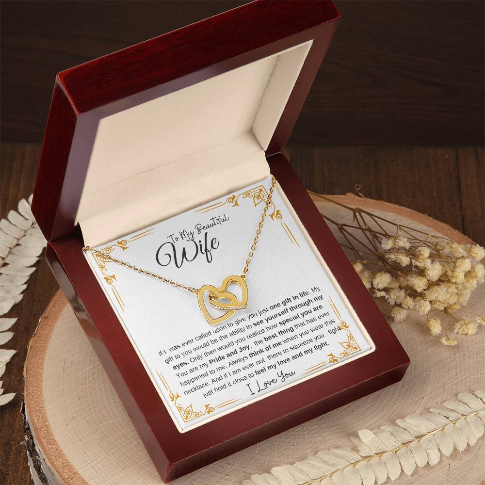 To My Beautiful Wife-My Pride and Joy | Interlocking Hearts Necklace