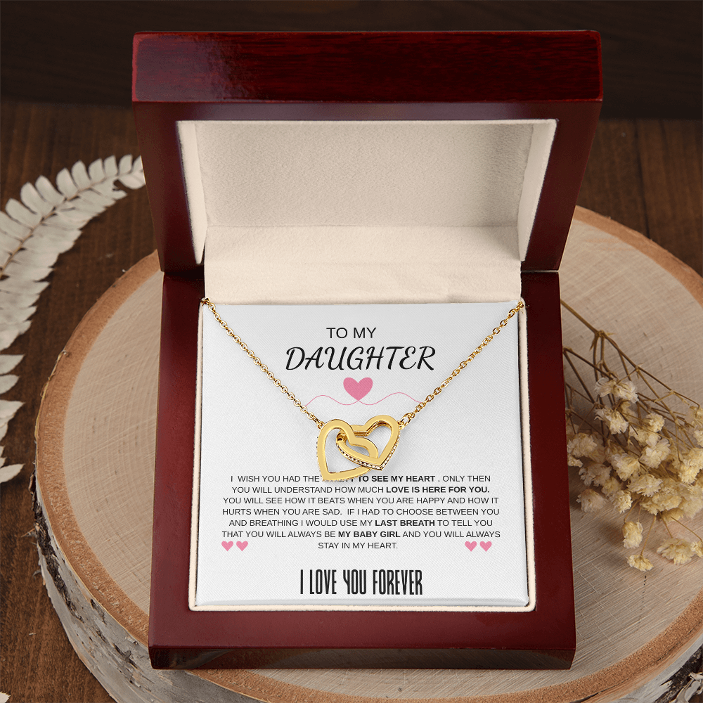 To My Daughter Forever In My Heart Interlocking Necklace