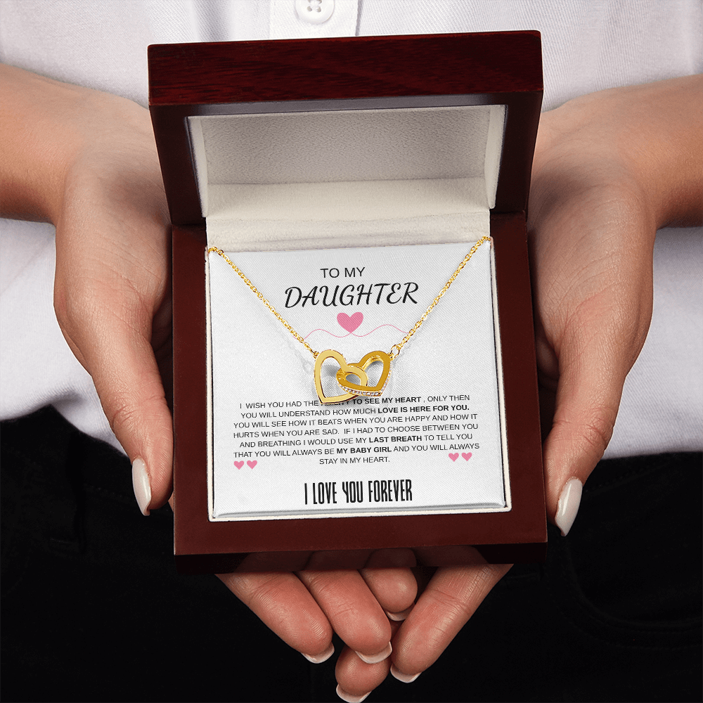 To My Daughter Forever In My Heart Interlocking Necklace