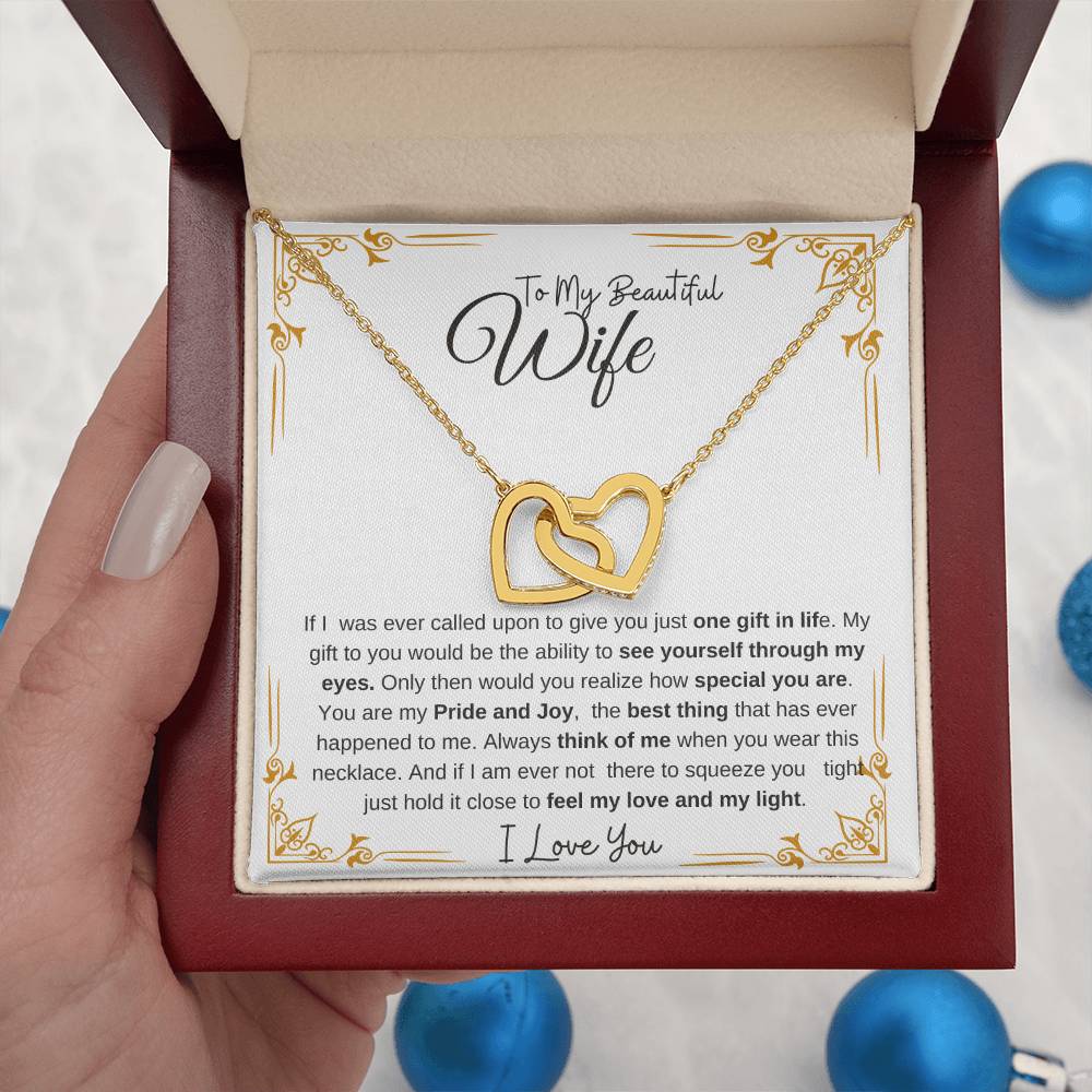To My Beautiful Wife-My Pride and Joy | Interlocking Hearts Necklace