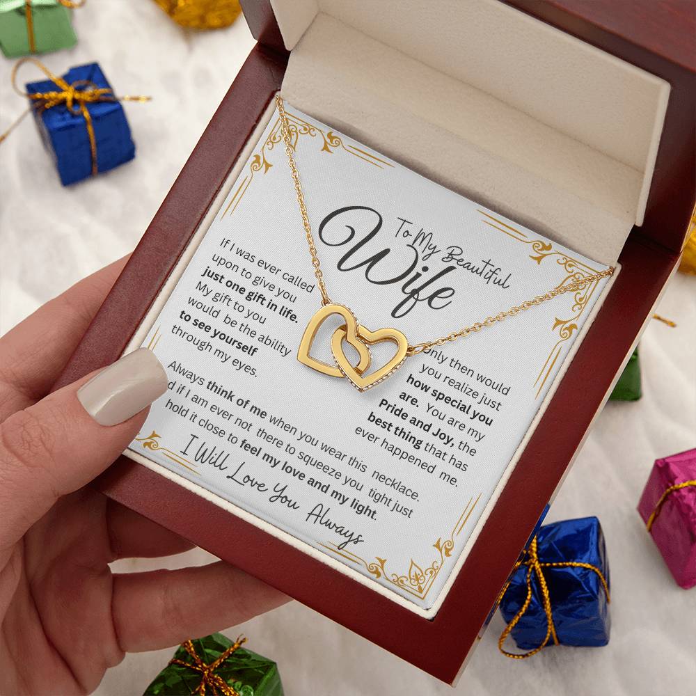 TO MY BEAUTIFUL WIFE Our Interlocking Hearts Necklace