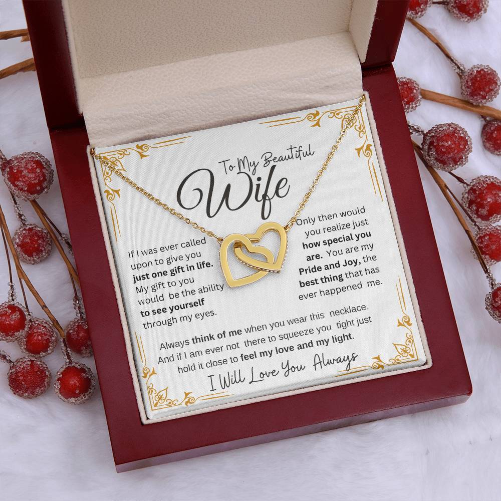 TO MY BEAUTIFUL WIFE Our Interlocking Hearts Necklace