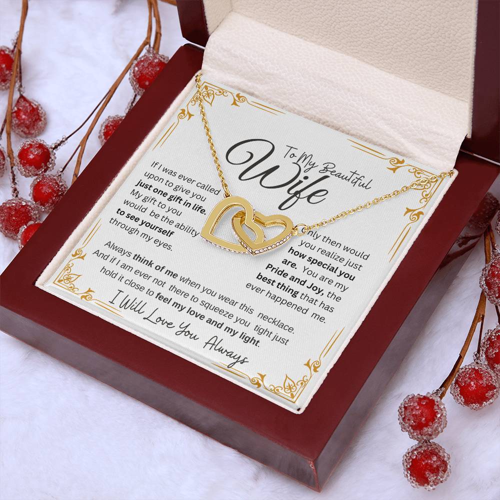TO MY BEAUTIFUL WIFE Our Interlocking Hearts Necklace