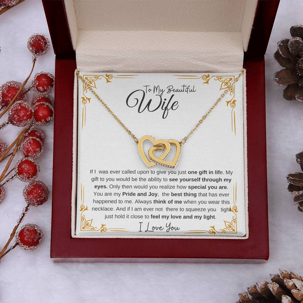 To My Beautiful Wife-My Pride and Joy | Interlocking Hearts Necklace