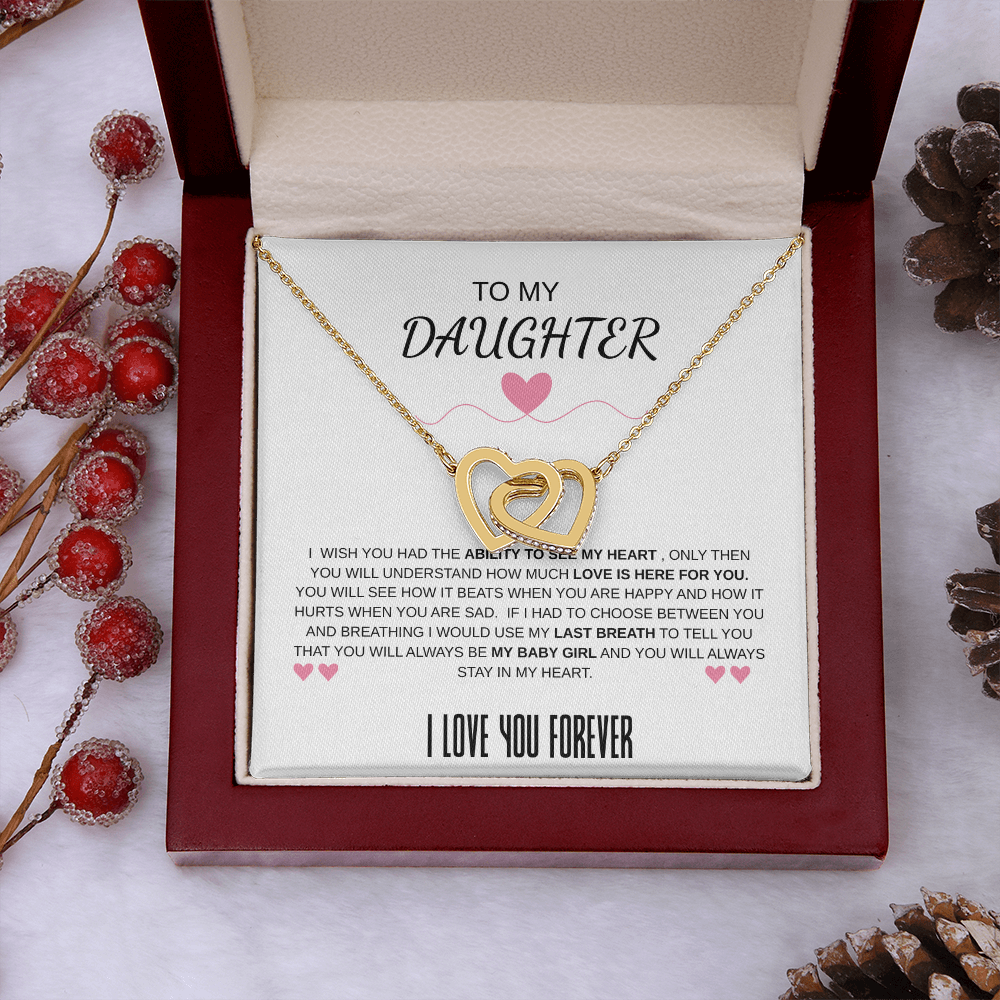 To My Daughter Forever In My Heart Interlocking Necklace
