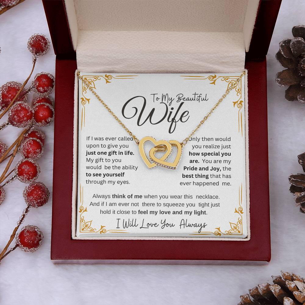TO MY BEAUTIFUL WIFE Our Interlocking Hearts Necklace