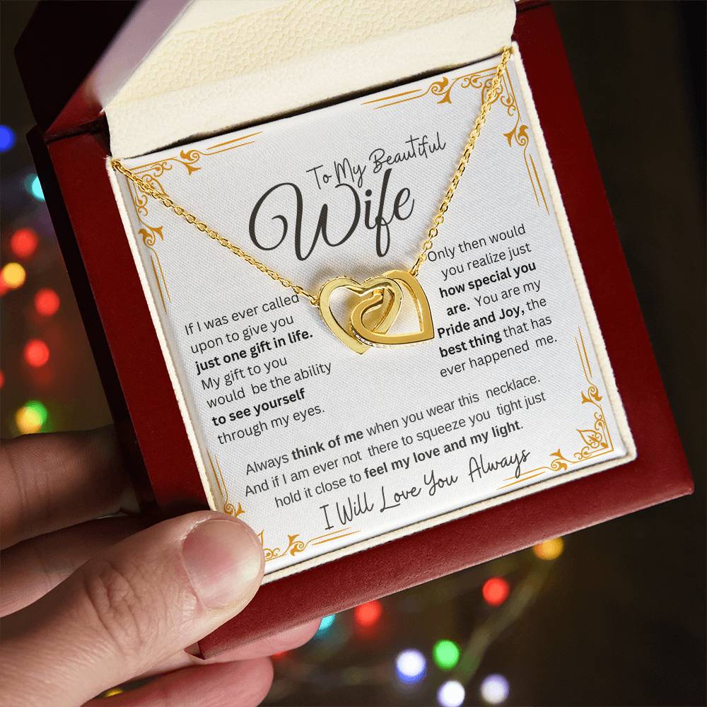 TO MY BEAUTIFUL WIFE Our Interlocking Hearts Necklace