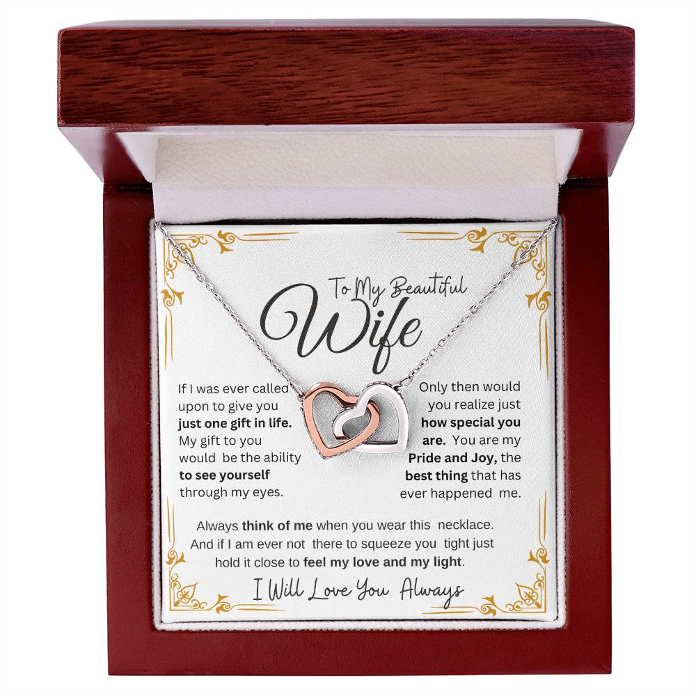 TO MY BEAUTIFUL WIFE Our Interlocking Hearts Necklace