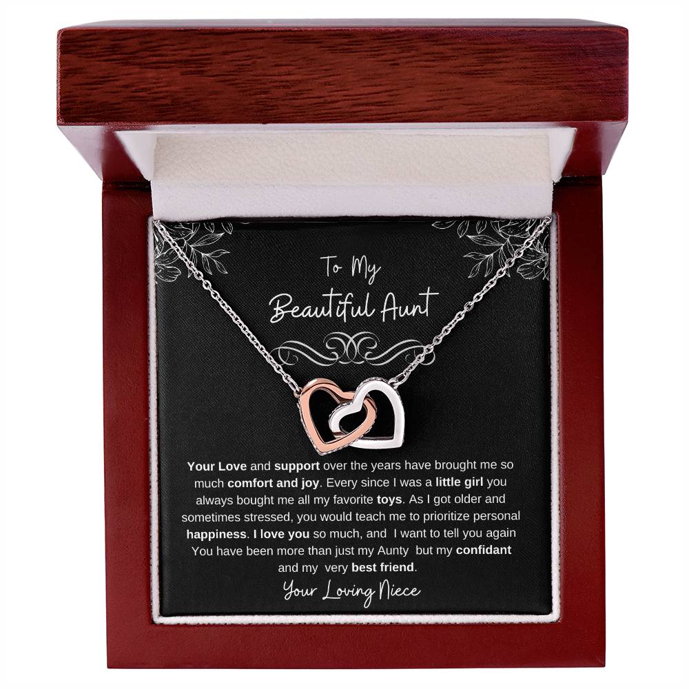 To My Beautiful Aunt-I Love You |Stunning Interlocking Hearts Necklace