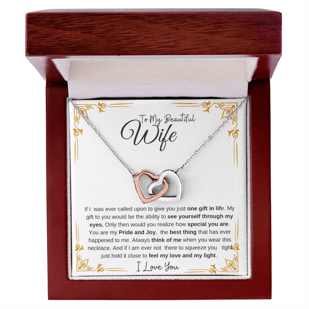 To My Beautiful Wife-My Pride and Joy | Interlocking Hearts Necklace