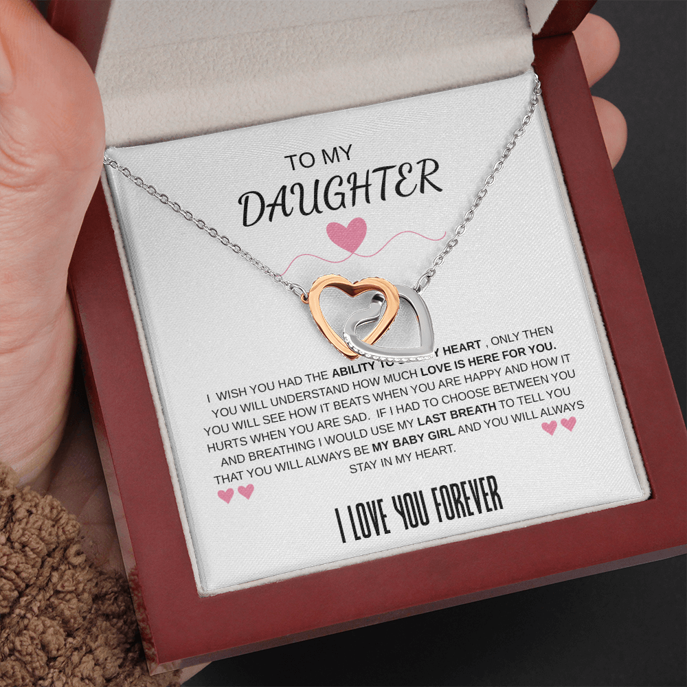 To My Daughter Forever In My Heart Interlocking Necklace
