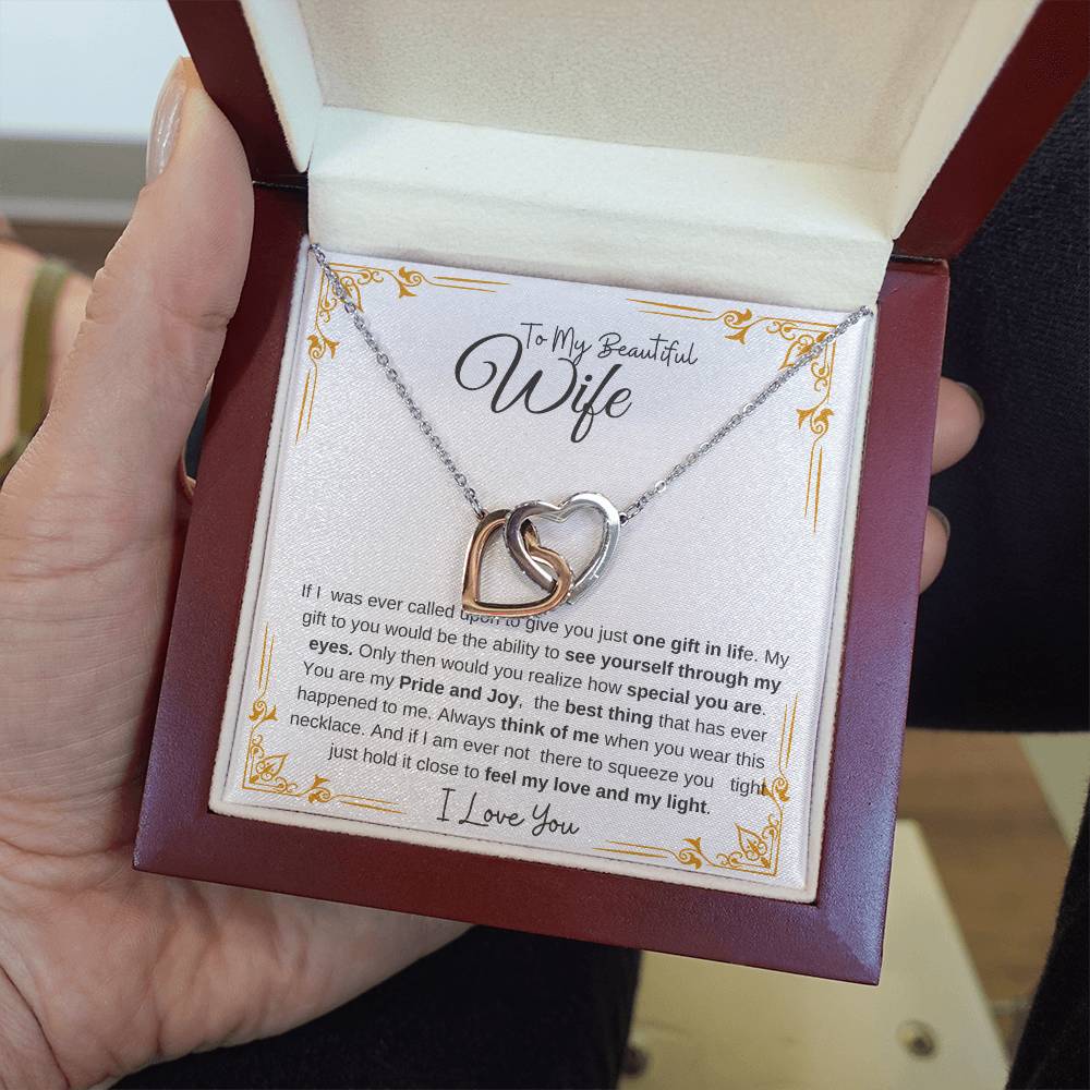 To My Beautiful Wife-My Pride and Joy | Interlocking Hearts Necklace
