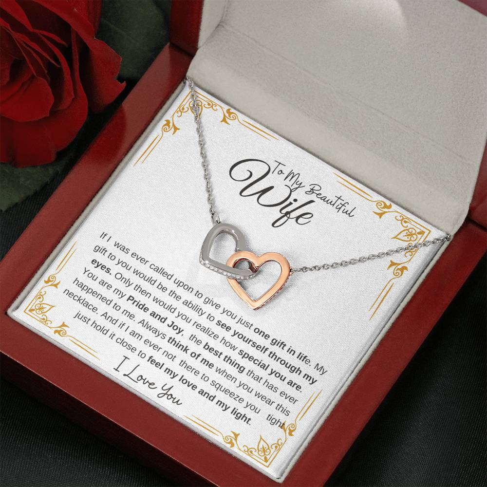 To My Beautiful Wife-My Pride and Joy | Interlocking Hearts Necklace