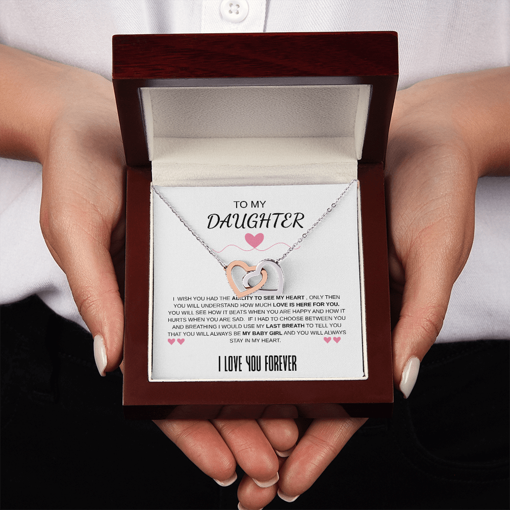 To My Daughter Forever In My Heart Interlocking Necklace
