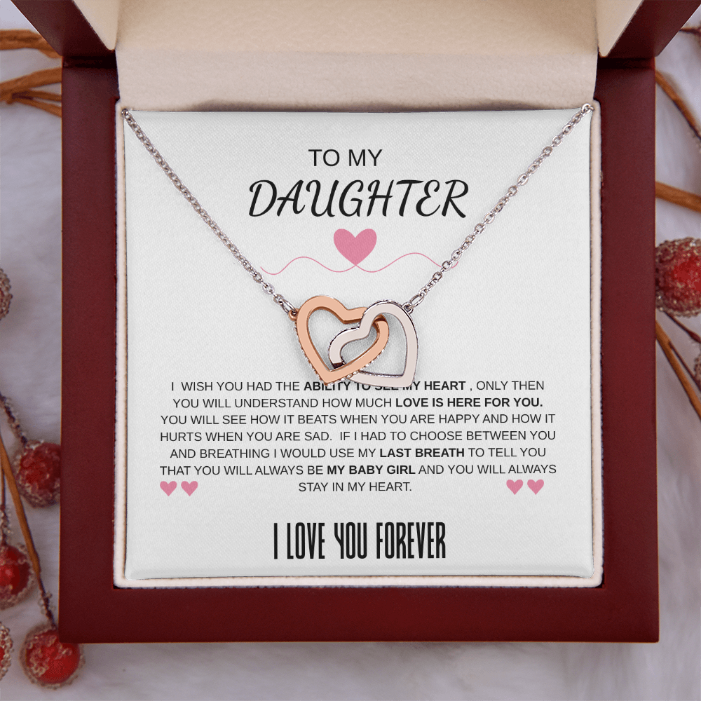 To My Daughter Forever In My Heart Interlocking Necklace