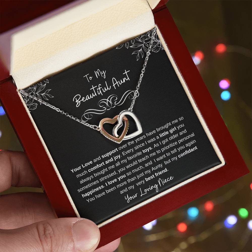 To My Beautiful Aunt-I Love You |Stunning Interlocking Hearts Necklace