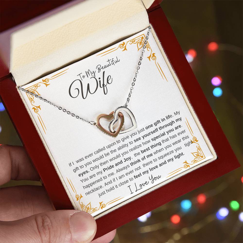To My Beautiful Wife-My Pride and Joy | Interlocking Hearts Necklace