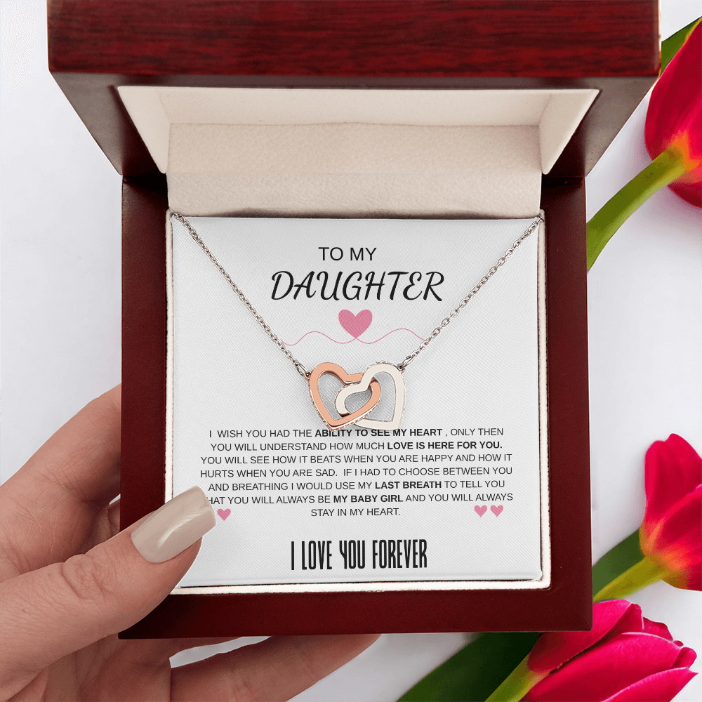 To My Daughter Forever In My Heart Interlocking Necklace