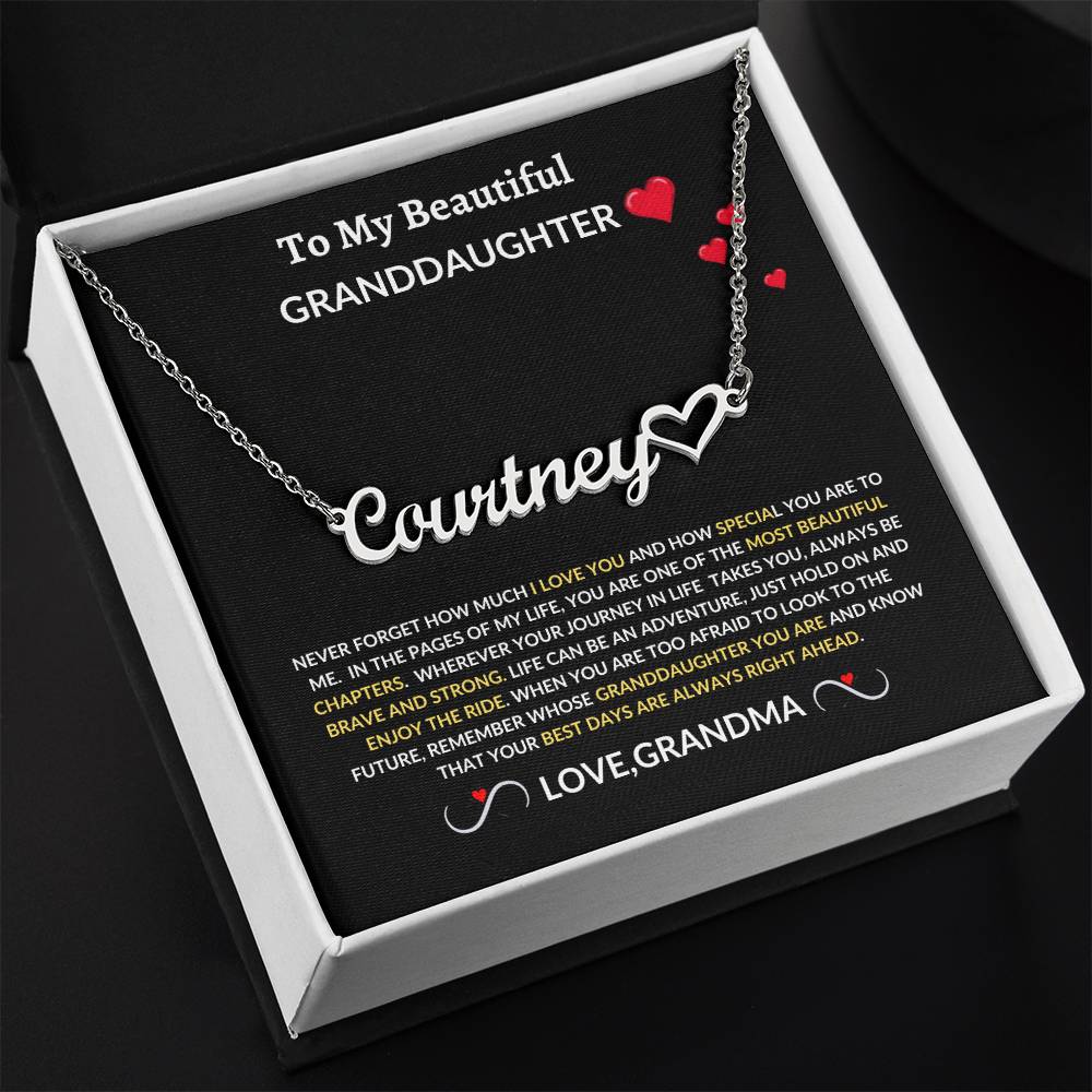 To My Beautiful Granddaughter| Personalized Name Heart Necklace