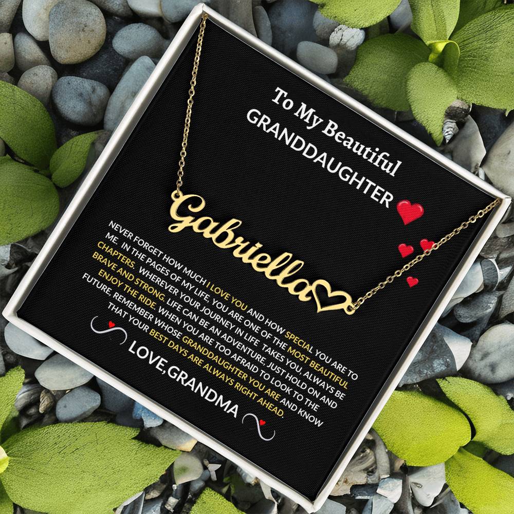 To My Beautiful Granddaughter| Personalized Name Heart Necklace