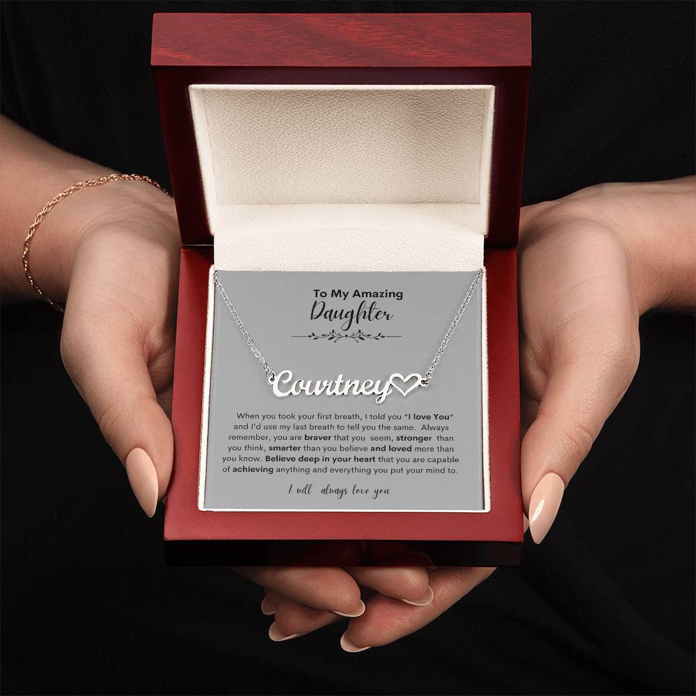 My Amazing Daughter -Personalized Heart Necklace