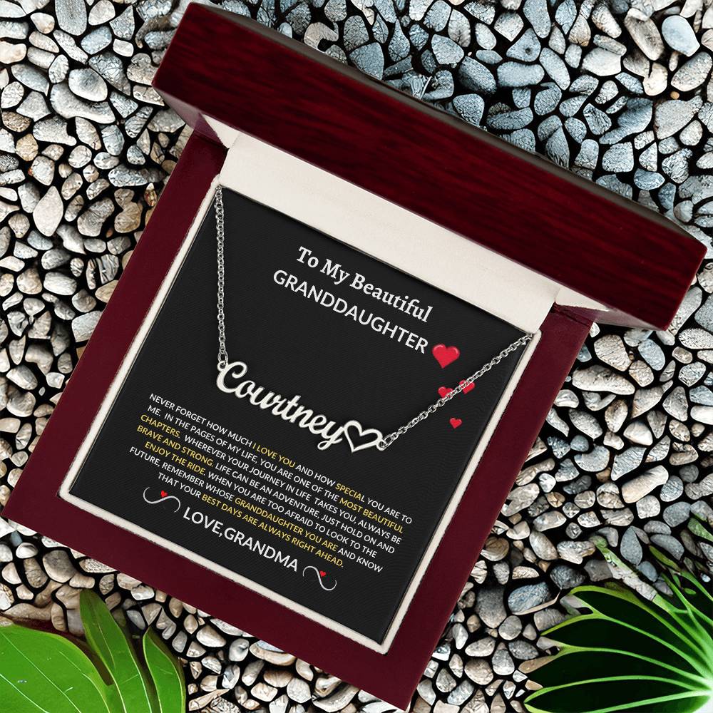 To My Beautiful Granddaughter| Personalized Name Heart Necklace