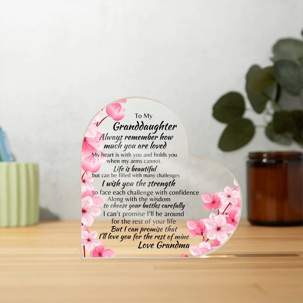 GRANDDAUGHTER| I CARRY YOU IN MY HEART| ACRYLIC PLAQUE