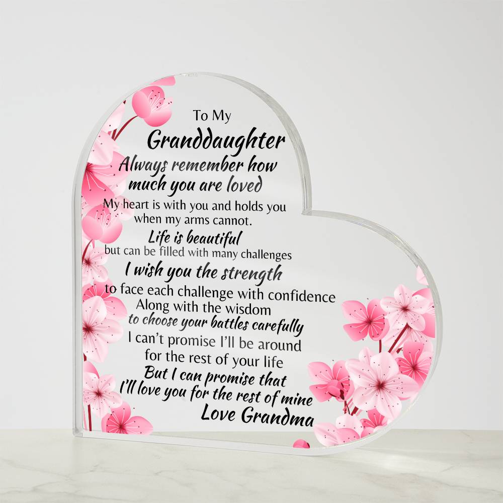 GRANDDAUGHTER| I CARRY YOU IN MY HEART| ACRYLIC PLAQUE