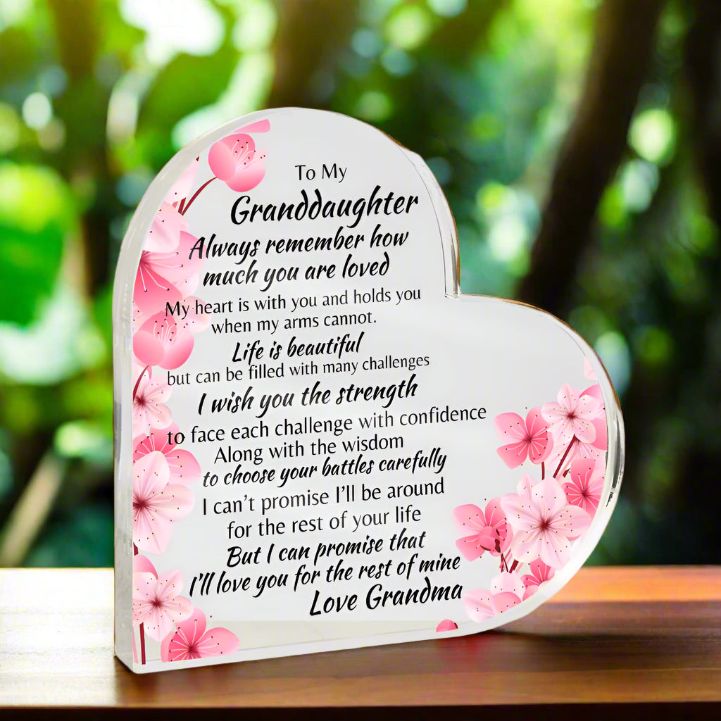 GRANDDAUGHTER| I CARRY YOU IN MY HEART| ACRYLIC PLAQUE