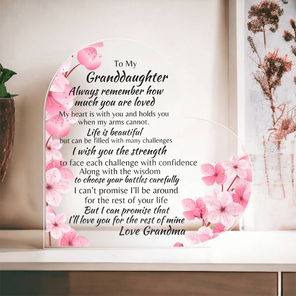 GRANDDAUGHTER| I CARRY YOU IN MY HEART| ACRYLIC PLAQUE