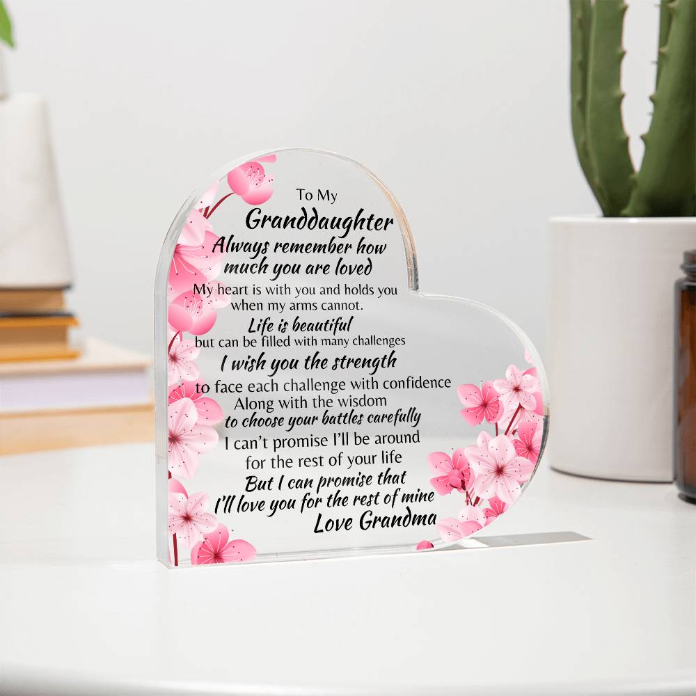 GRANDDAUGHTER| I CARRY YOU IN MY HEART| ACRYLIC PLAQUE