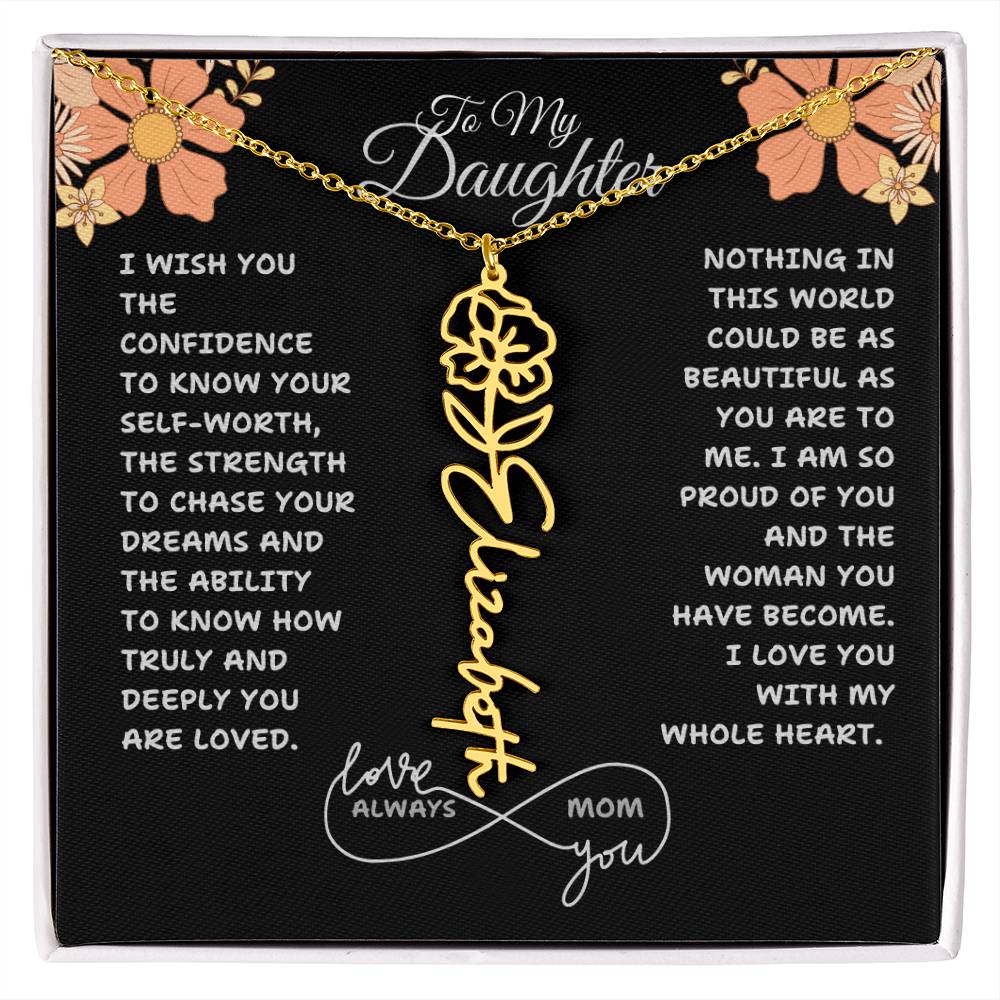 PERSONALIZED NAME AND BIRTH FLOWER NECKLACE