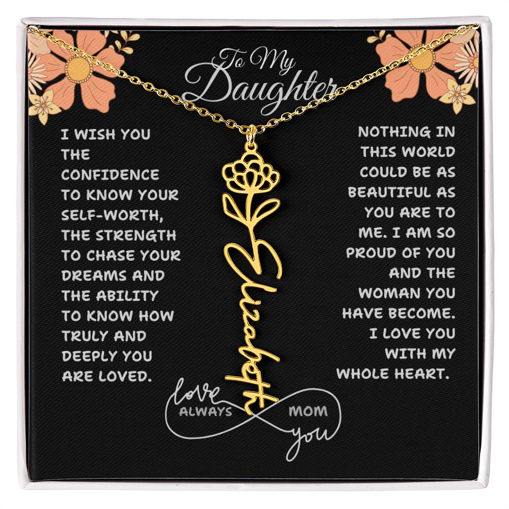 PERSONALIZED NAME AND BIRTH FLOWER NECKLACE