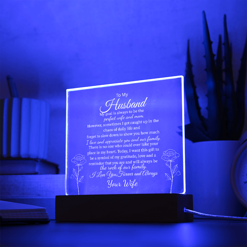 To My Husband, From Your Wife | You Are My Rock Multi-Color Night Light