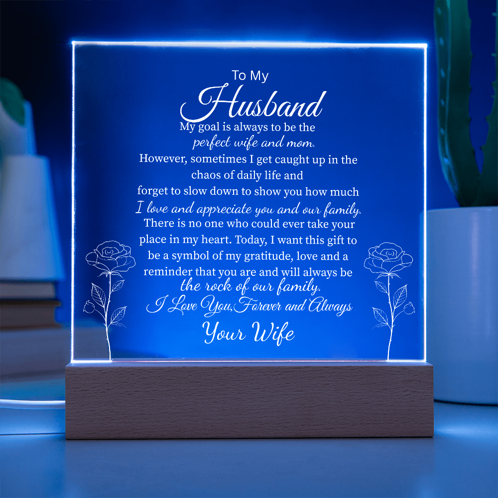 To My Husband, From Your Wife | You Are My Rock Multi-Color Night Light