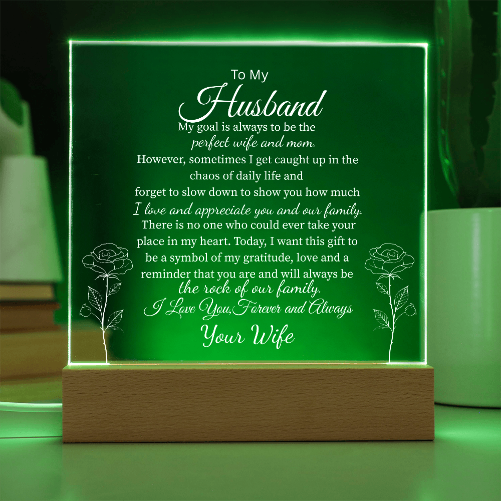 To My Husband, From Your Wife | You Are My Rock Multi-Color Night Light