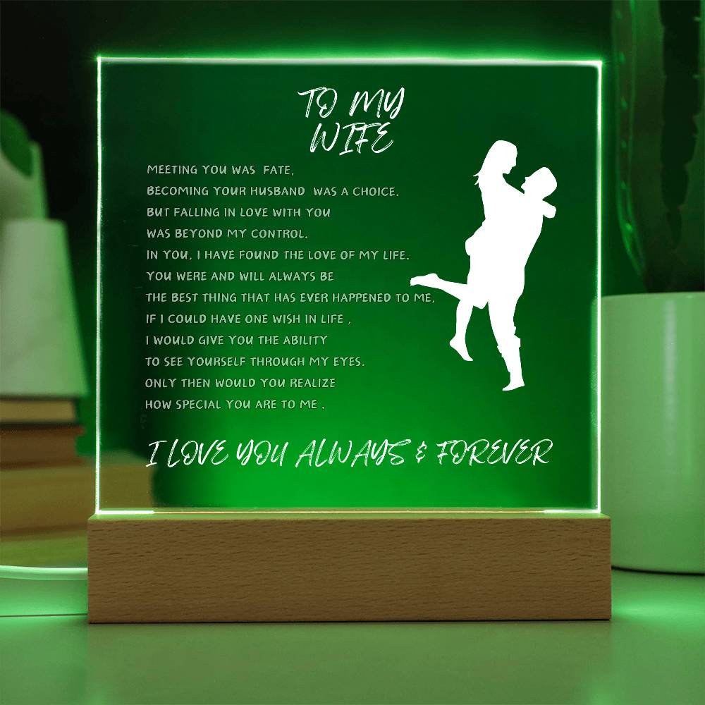 TO MY WIFE- SQUARE LIGHTED ACRYLIC PLAQUE
