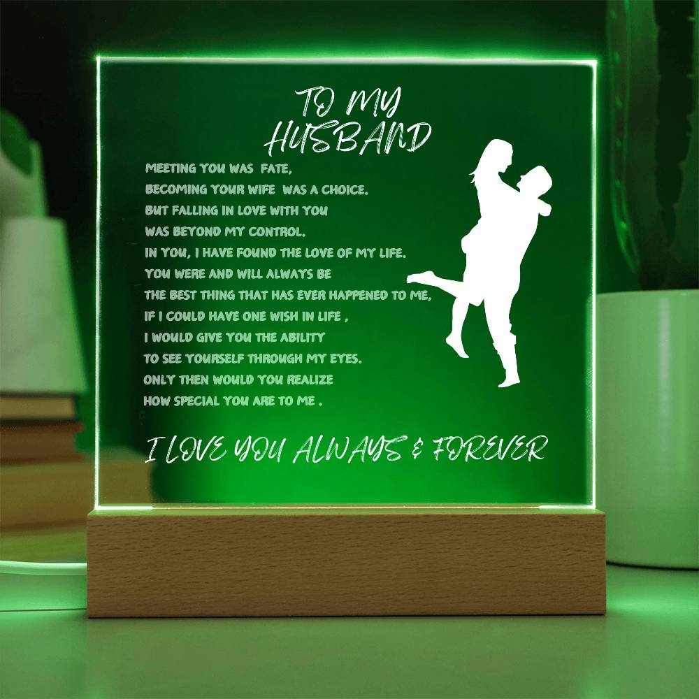 TO MY HUSBAND-SQUARE LIGHTED ACRYLIC PLAQUE