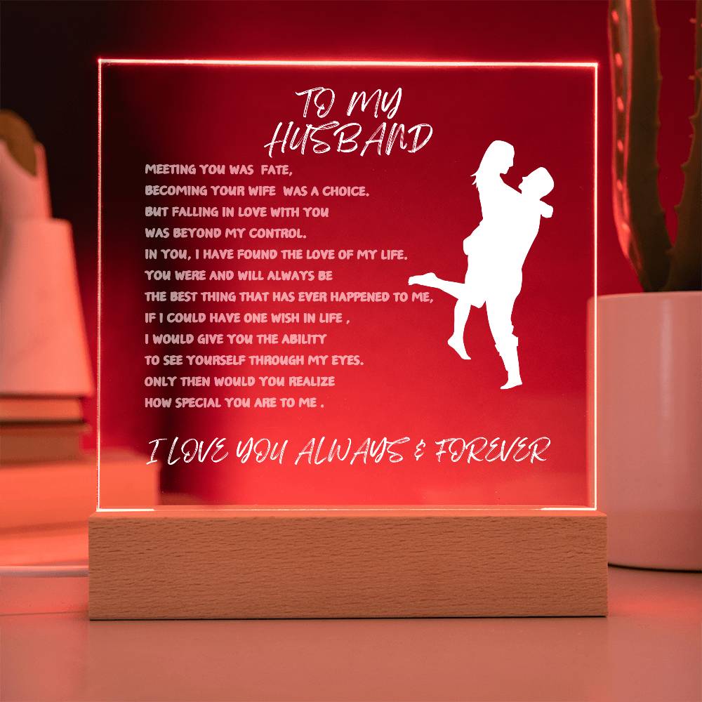 TO MY HUSBAND-SQUARE LIGHTED ACRYLIC PLAQUE