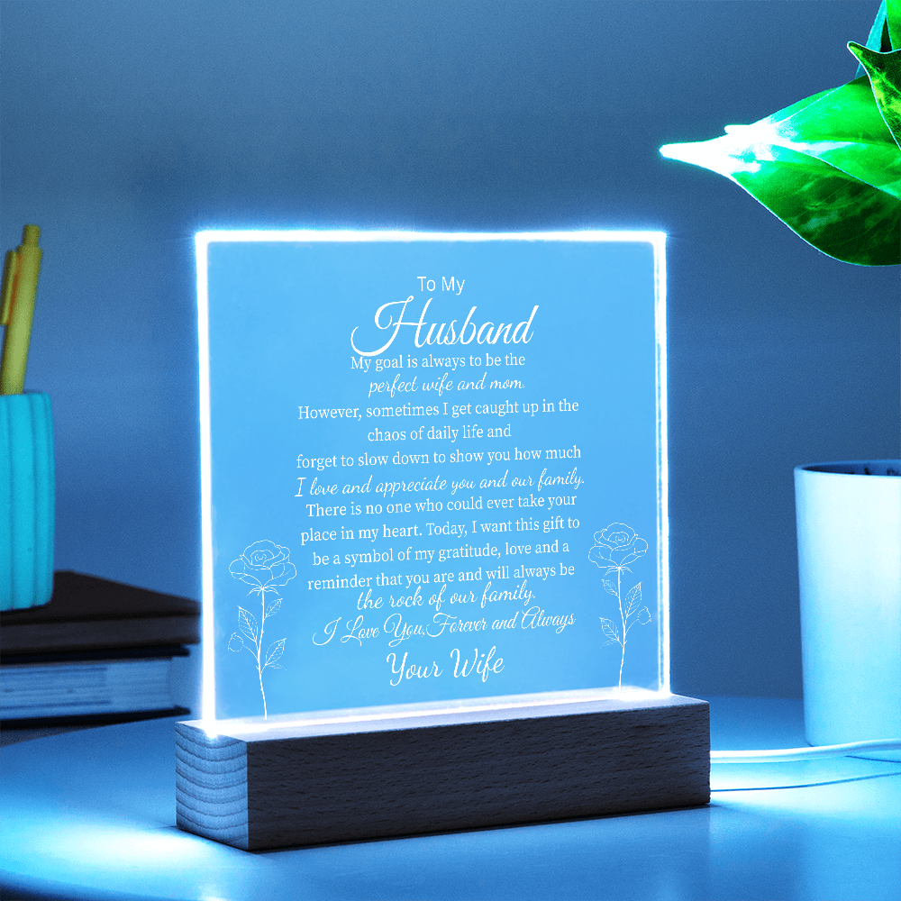 To My Husband, From Your Wife | You Are My Rock Multi-Color Night Light
