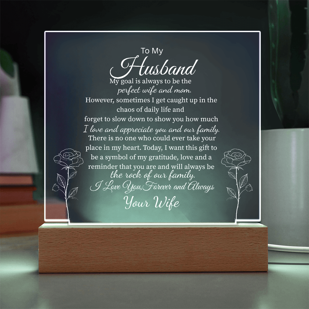 To My Husband, From Your Wife | You Are My Rock Multi-Color Night Light