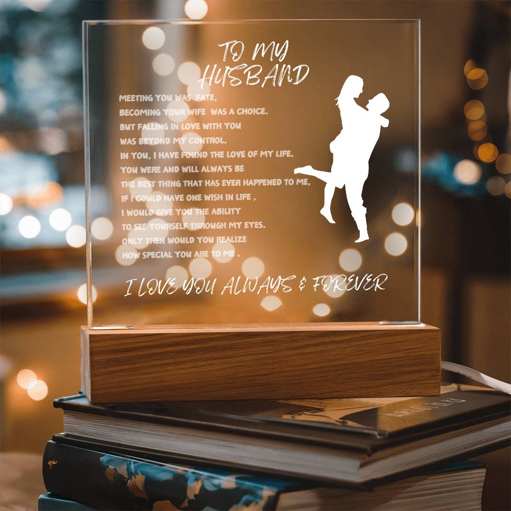 TO MY HUSBAND-SQUARE LIGHTED ACRYLIC PLAQUE