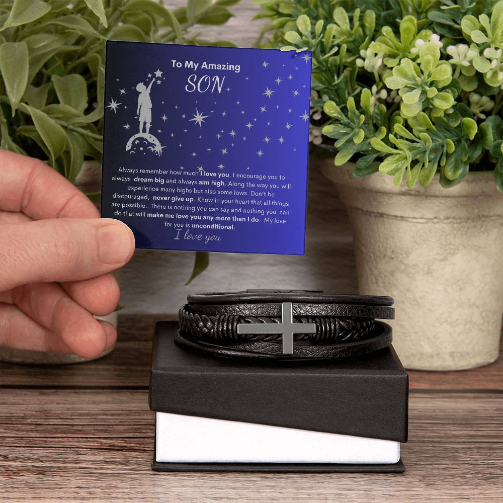 My Son- Reach For the Stars | Cross Bracelet