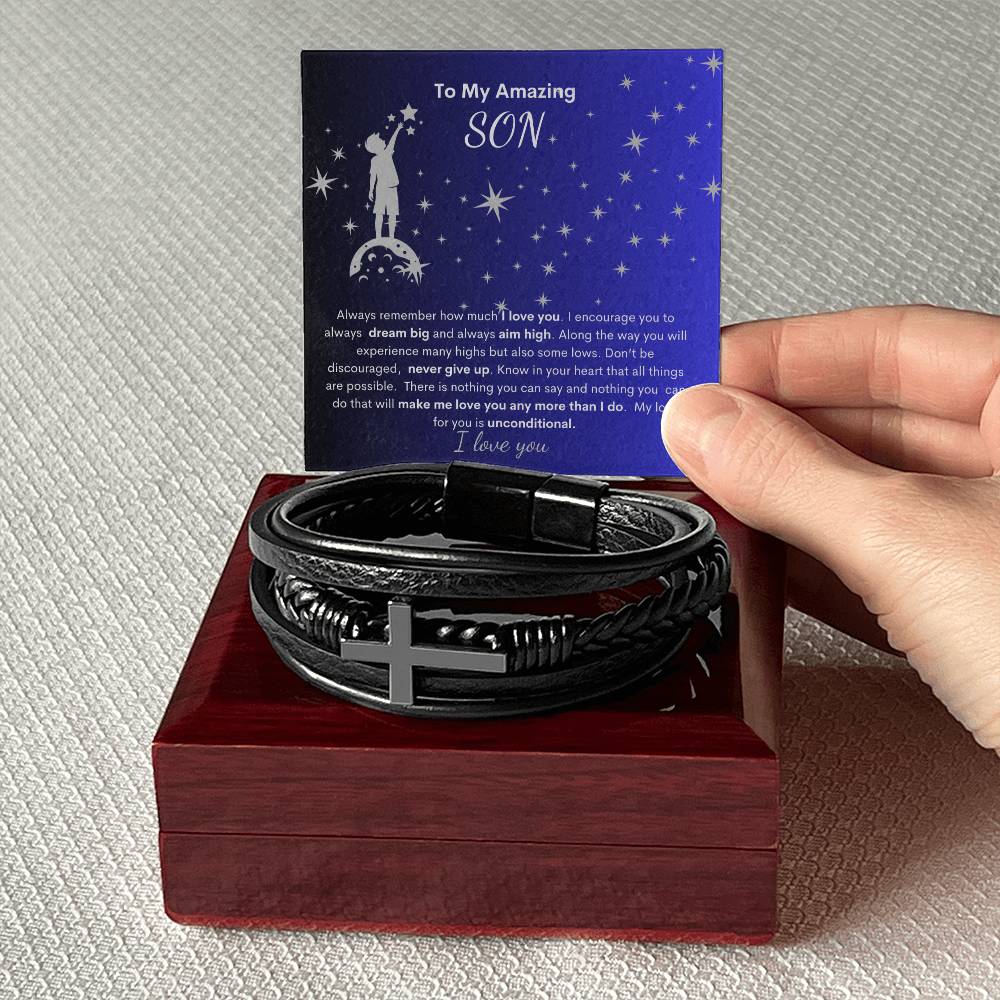 My Son- Reach For the Stars | Cross Bracelet